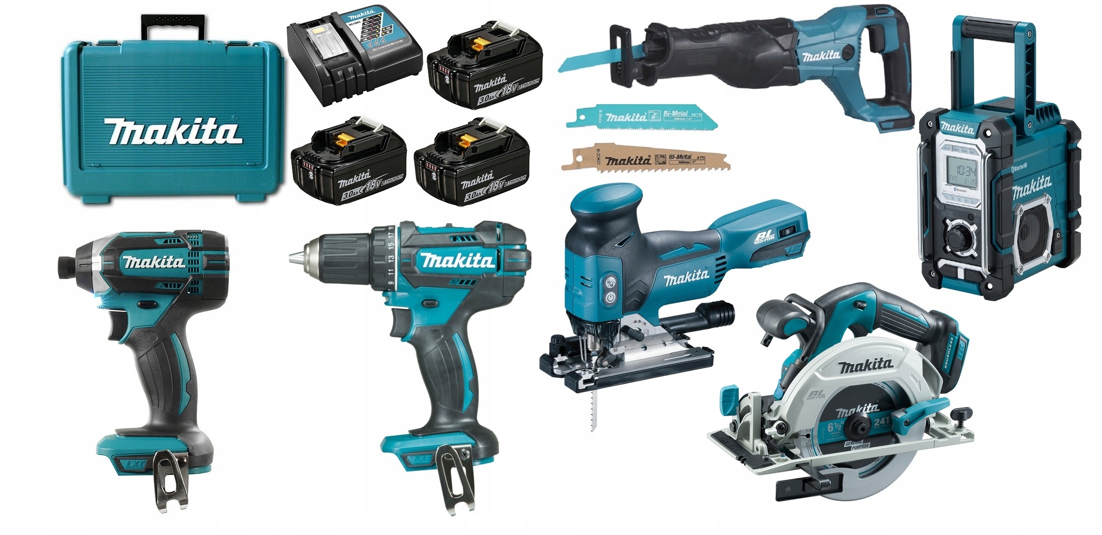 MAKITA COMBO ZESTAW 6 NARZĘDZI 3 x AKUMULATOR (DTD152 DDF482 DJR186