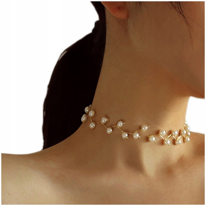 

Łańcuszek Złoty Perełki Naszyjnik Kuleczki Choker