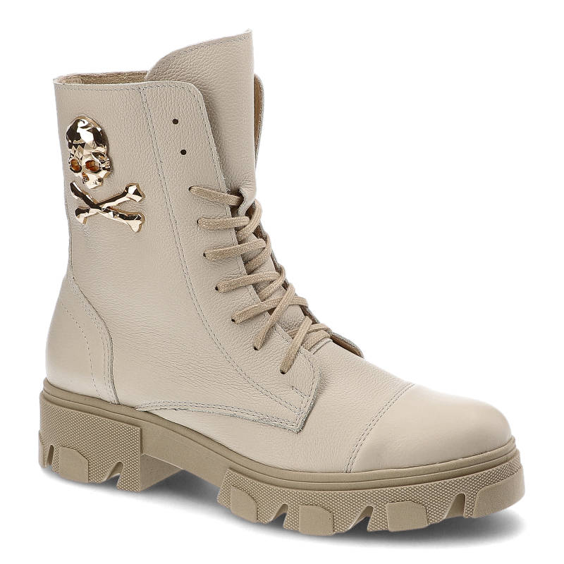 

Beżowe Botki Exquisite Modne Buty Damskie