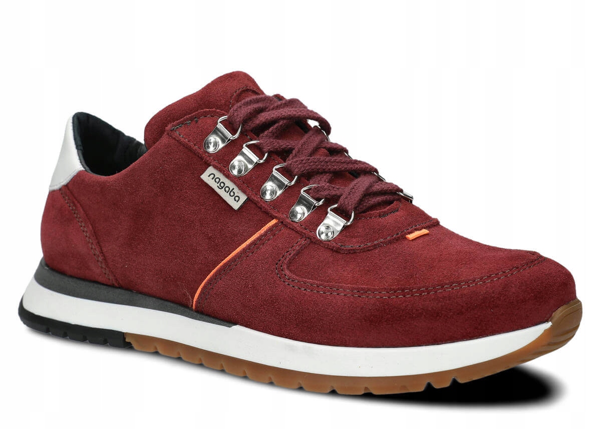 Nagaba 460 Bordový Velur Pohodlné Kožené Polské Pánské Polobotky