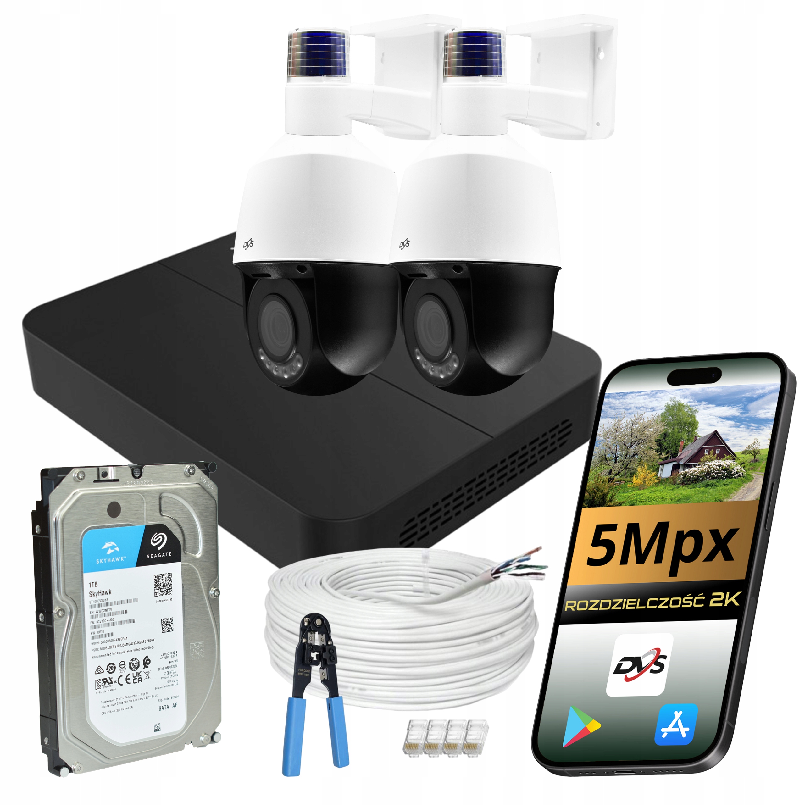 Monitoring Smart Line Set 2x Kamera 5MPX Ip Poe Moto Zoom Otočný Disk