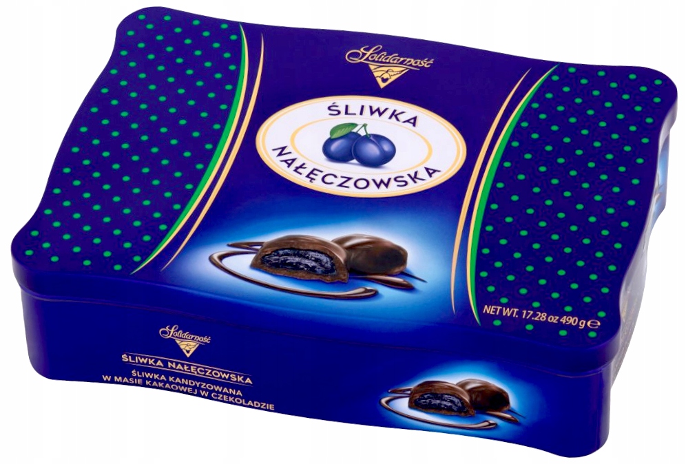 Levně Čokoládová Bonboniéra Švestka Nałęczowska Solidarność Plechovka 490 g