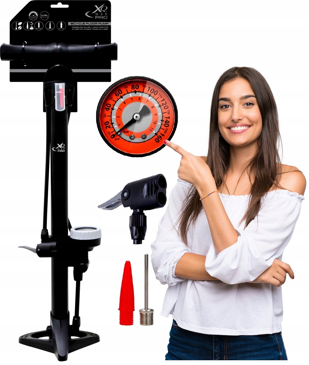 Pompka Rowerowa Podłogowa Z Manometrem Samochodowa Stacjonarna Xqmax 11 Bar