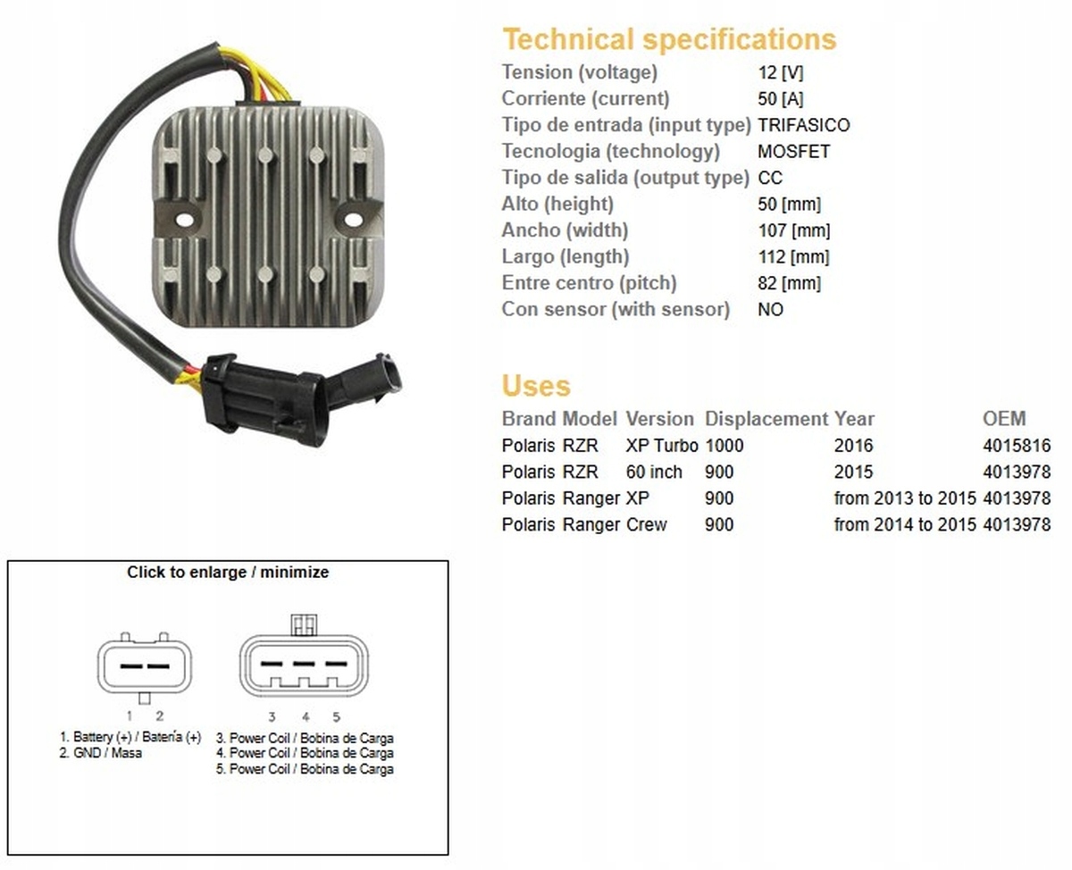 Dze Regulátor Napätia Polaris Ranger 900 13-15; Rzr 900/1000 '15 (50A)