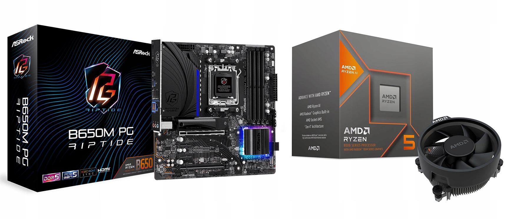 Zestaw Amd Ryzen 5 8600G ASRock B650M Pg Riptide
