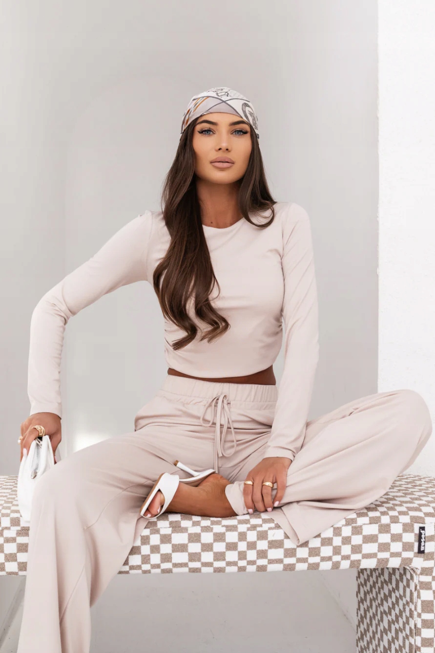 Komplet Halenka Spodek Shira Dlouhý Rukáv Béžová Xs/s