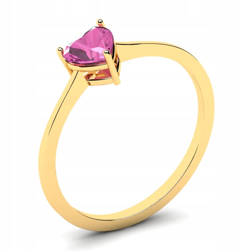 

Pierścionek Złoty Serce Z Różową Cyrkonią 5MM