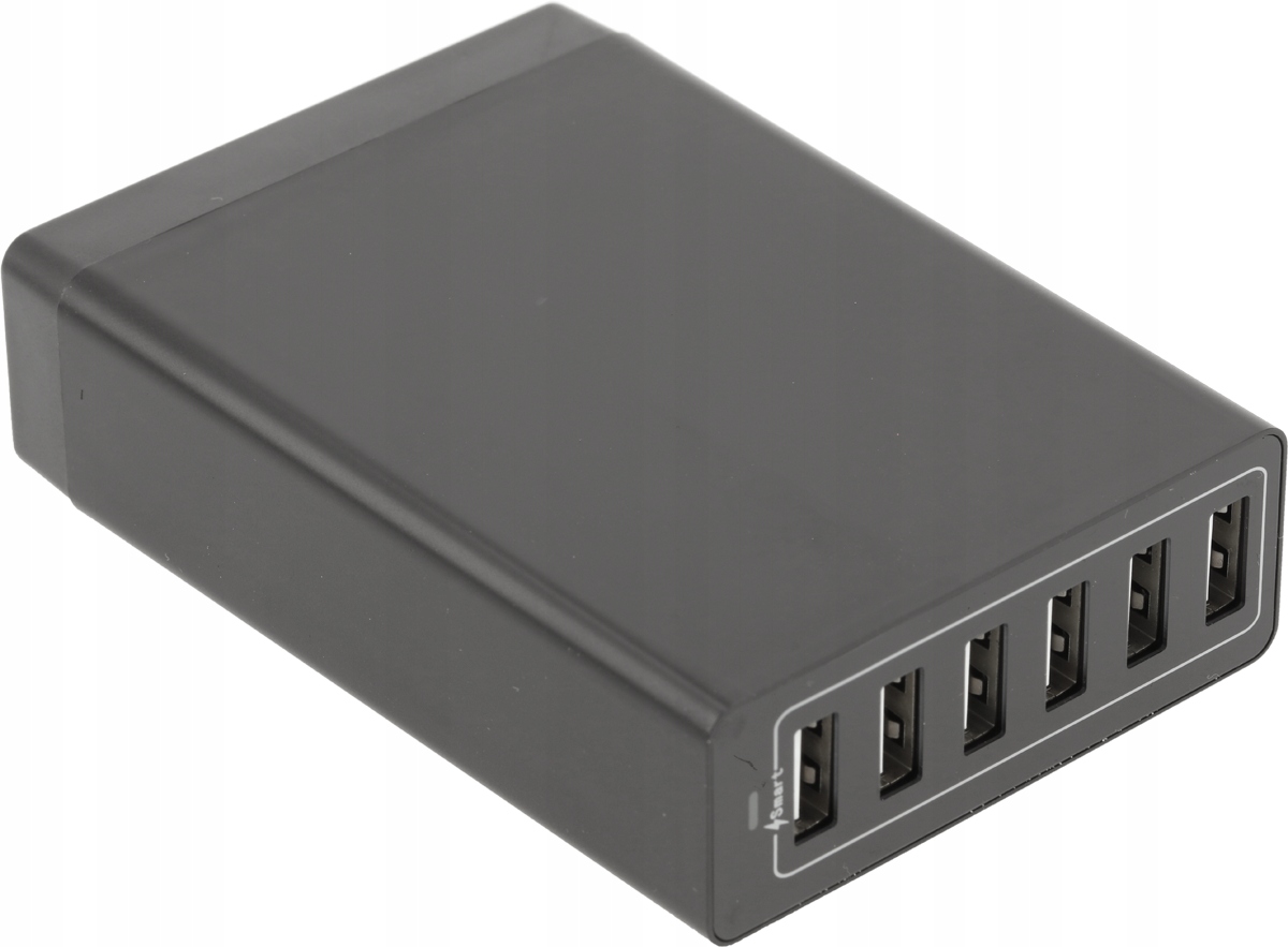 Ładowarka Usb 50W, 6xUSB 2,5mA, 5V, 10x7x2,5cm, przewód o długości 1,6m Gtv