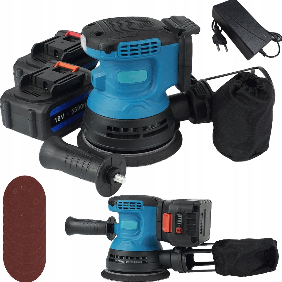 Bezdrátová Ergonomická Bruska 5500 Mah S 12 Brusnými Listy