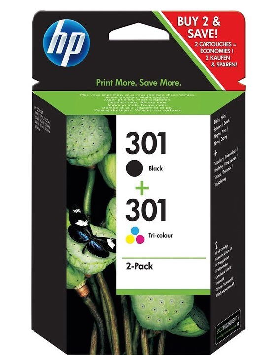 Hp 301 combo pack černá, 3barená), N9J72AE