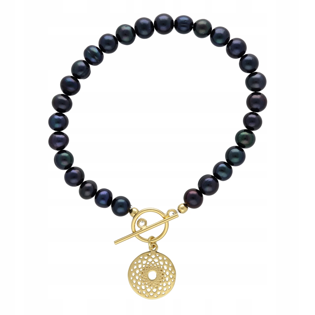 Náramek s perlami a malým ažurovým stříbro