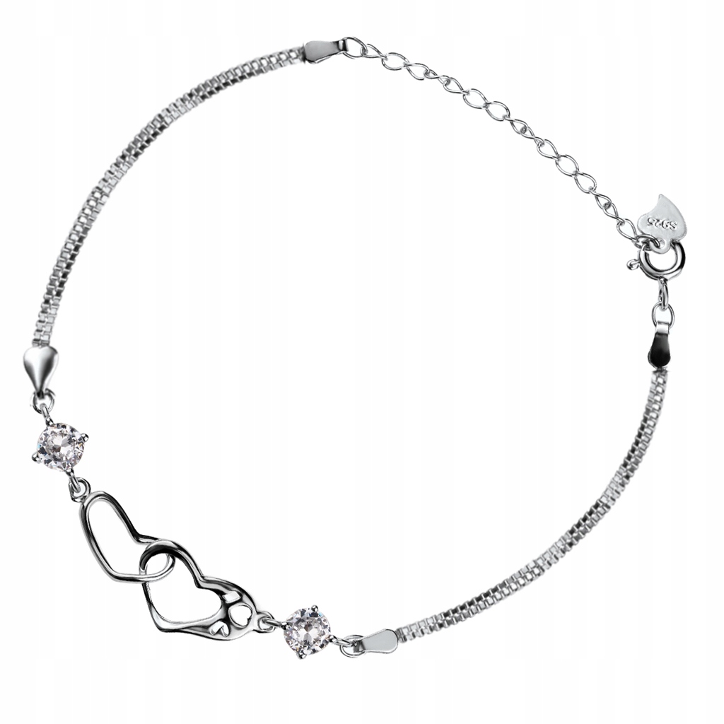 POMYSŁ NA PREZENT DLA MAMY Bransoletka Serca CYRKONIE REGULOWANA SREBRO Marka Blingart