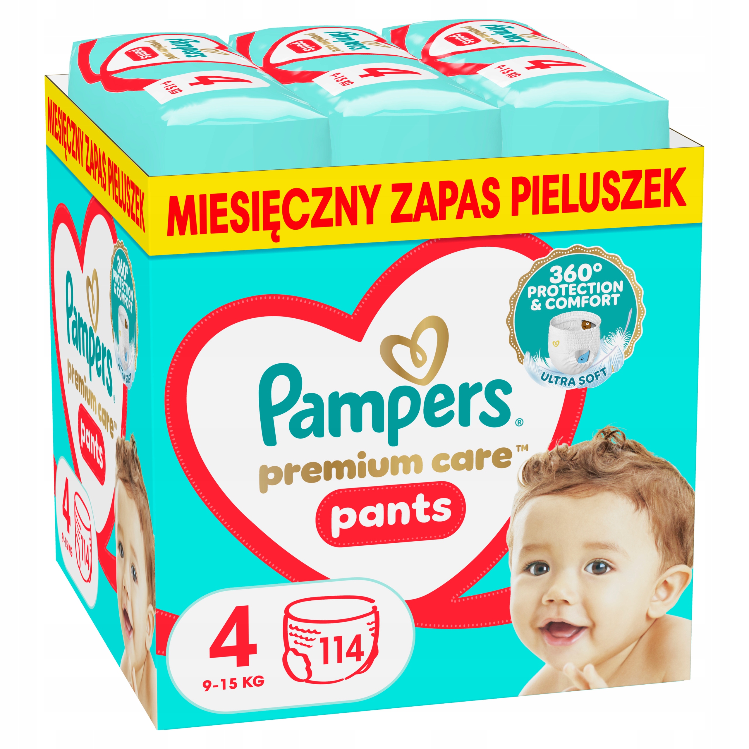 Pampers Premium Care Rozmiar 4, 114 szt. Pieluchomajtki Miesięczny zapas