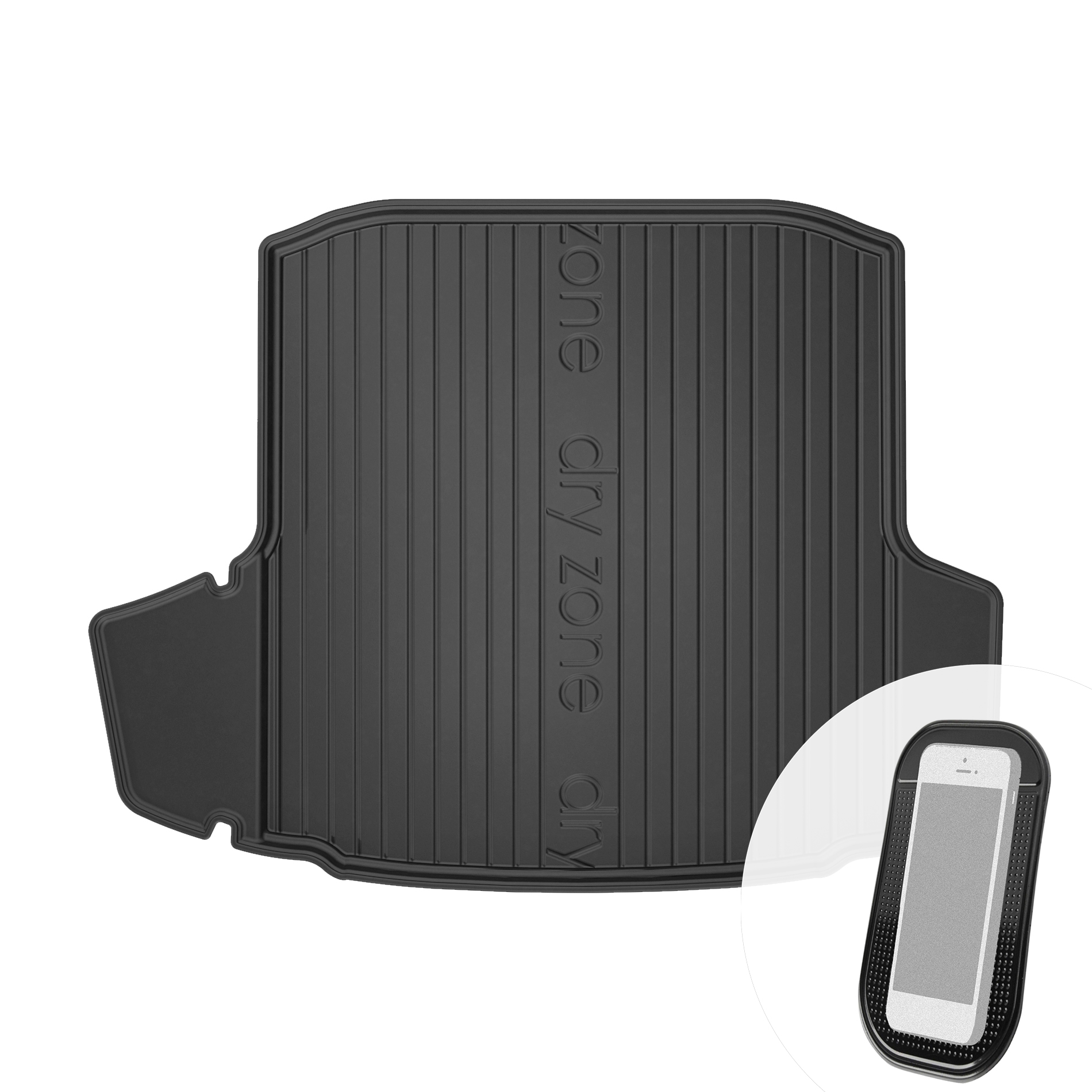 Gummi Kofferraumwanne Kofferraummatte passend für Skoda Octavia III FL ab 2018 + Antirutschmatte für Handy