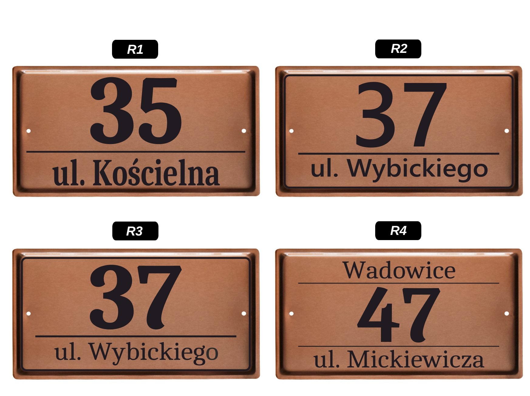 TABLICZKA ADRESOWA - STAL NIERDZEWNA - MIEDŹ - UV Kod producenta INOX_REKL_MIEDŹ