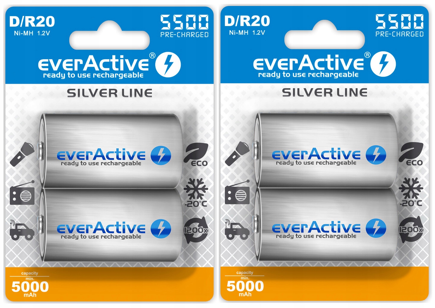 

4x Akumulatorki Ni-mh Everactive R20 D 5500 mAH