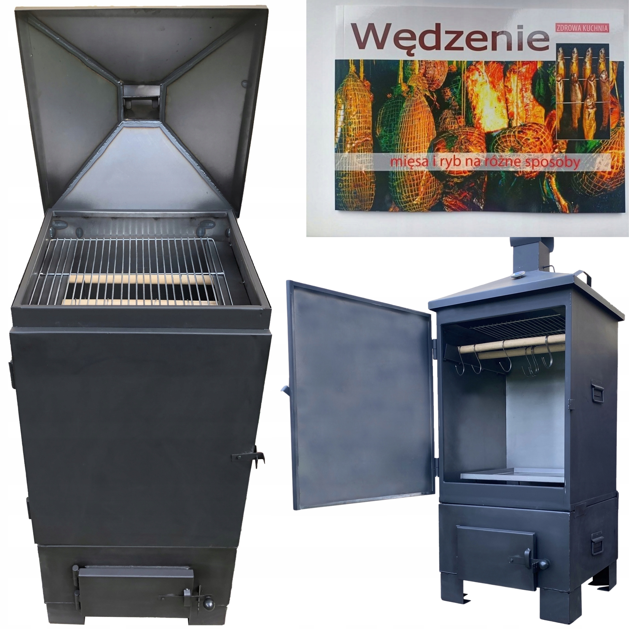 Kovová záhradná udiareň Udiareň čierna XXL 140x50x50 cm Sada Darček