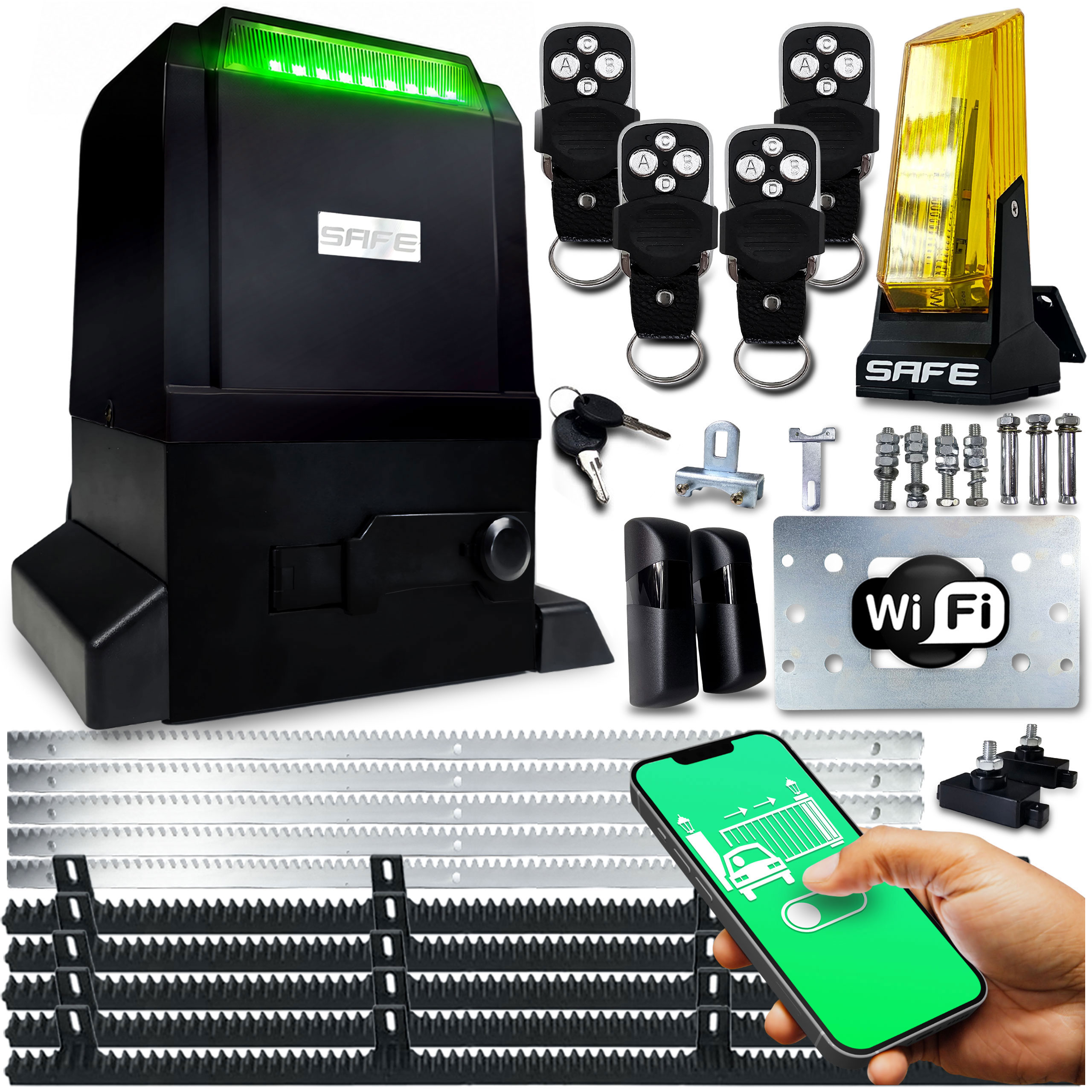 Sada Pohonov Pre Posuvnú Bránu 800 kg 4 diaľkové ovládače 5 X Wifi automatická lišta