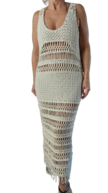 Šaty Ažurová Letní Béžová Uni