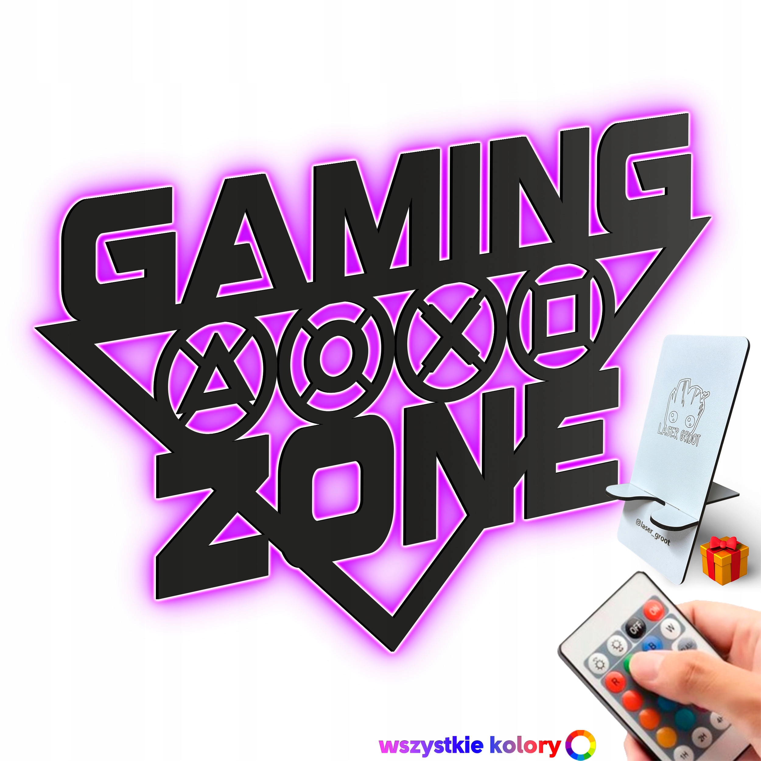 Dřevěný obraz 3D Gaming Zone Nástěnná Dekorace Dárek Noční Lampa Led