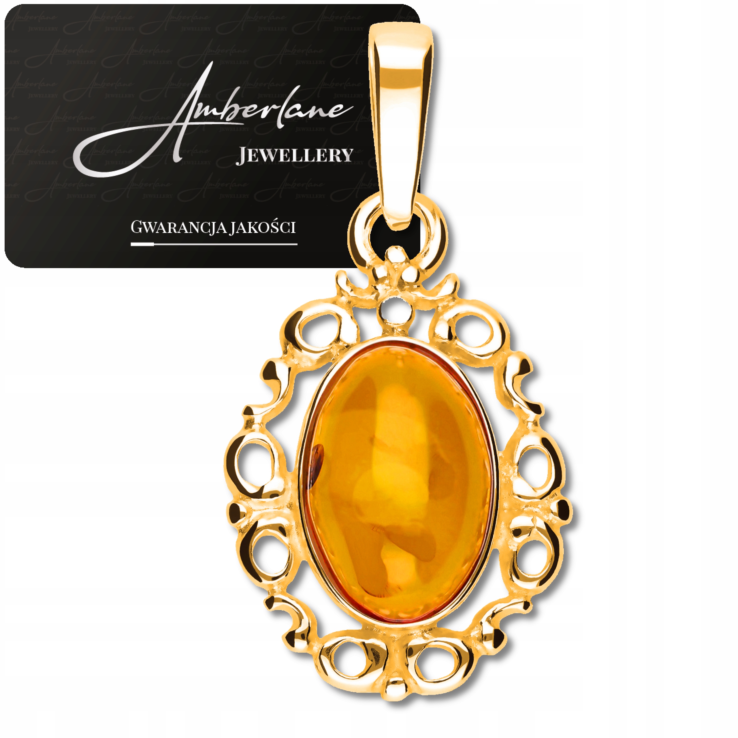 Přívěsek S Koňakovým Jantarem – stříbro 925 pozlacené 18k*ELEGANTNÍ Přívěsek