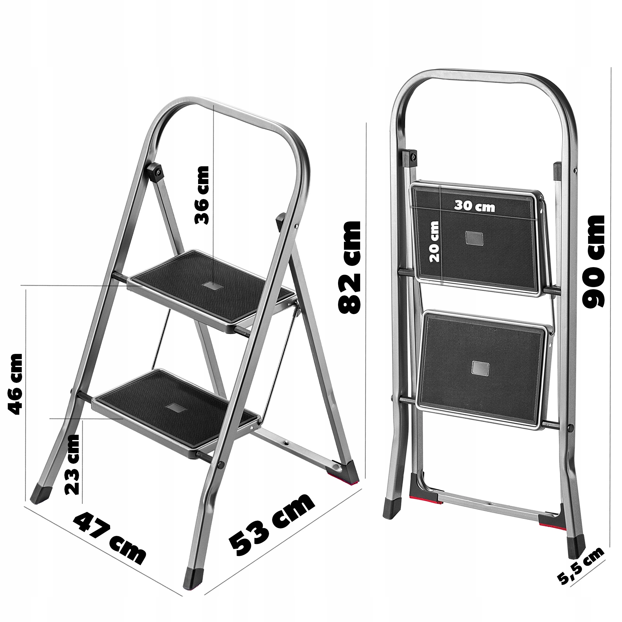 DRABINA DOMOWA DRABINKA 2 STOPNIOWA SKŁADANA STALOWA 150kg SOLIDNA LEKKA Stan opakowania oryginalne