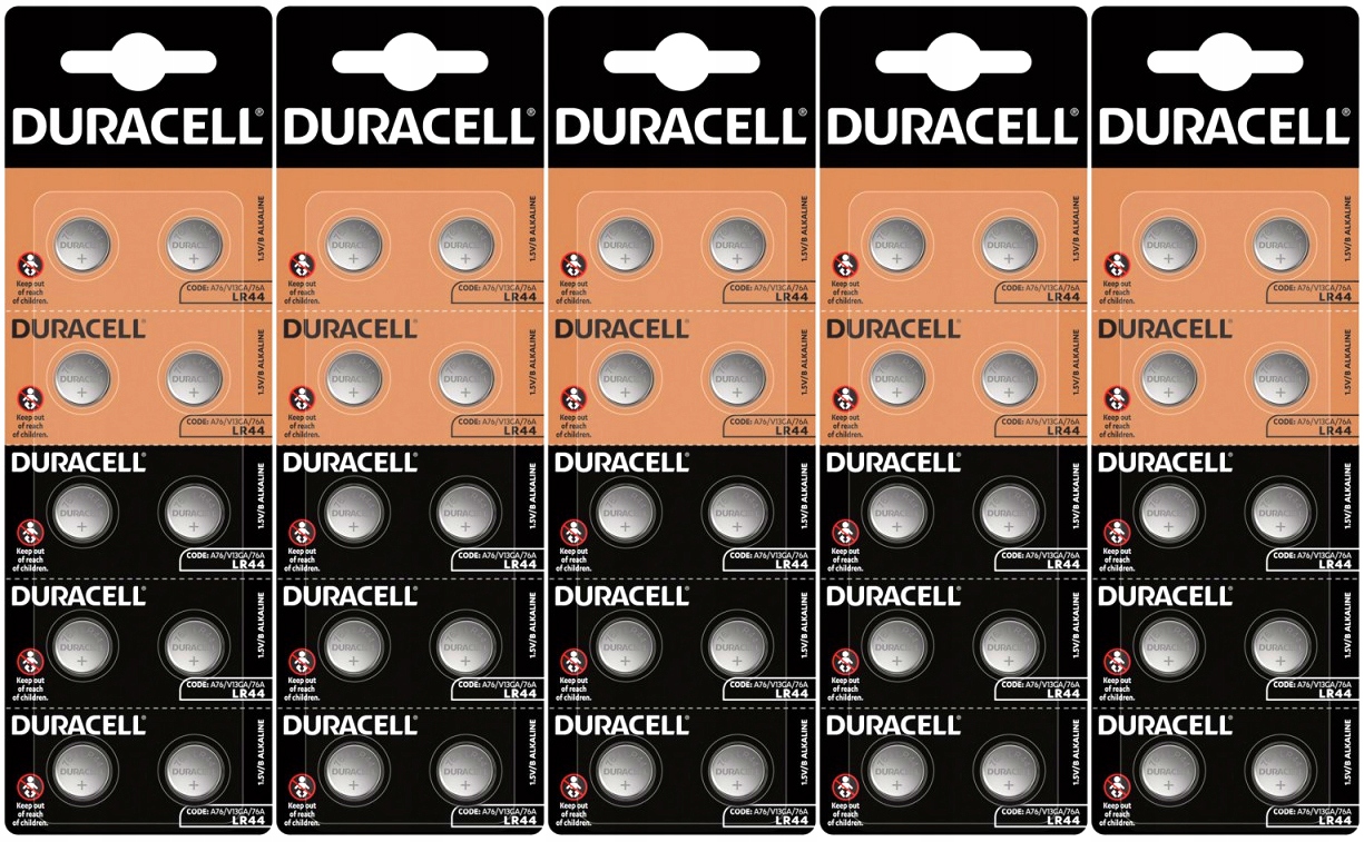 50x Alkalická Baterie Mini LR44 A76 AG13 1,5V Knoflíková Duracell