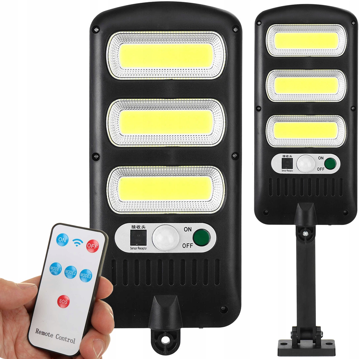 

Mocna Lampa Solarna Czujnik Ruchu Zmierzchu Pilot