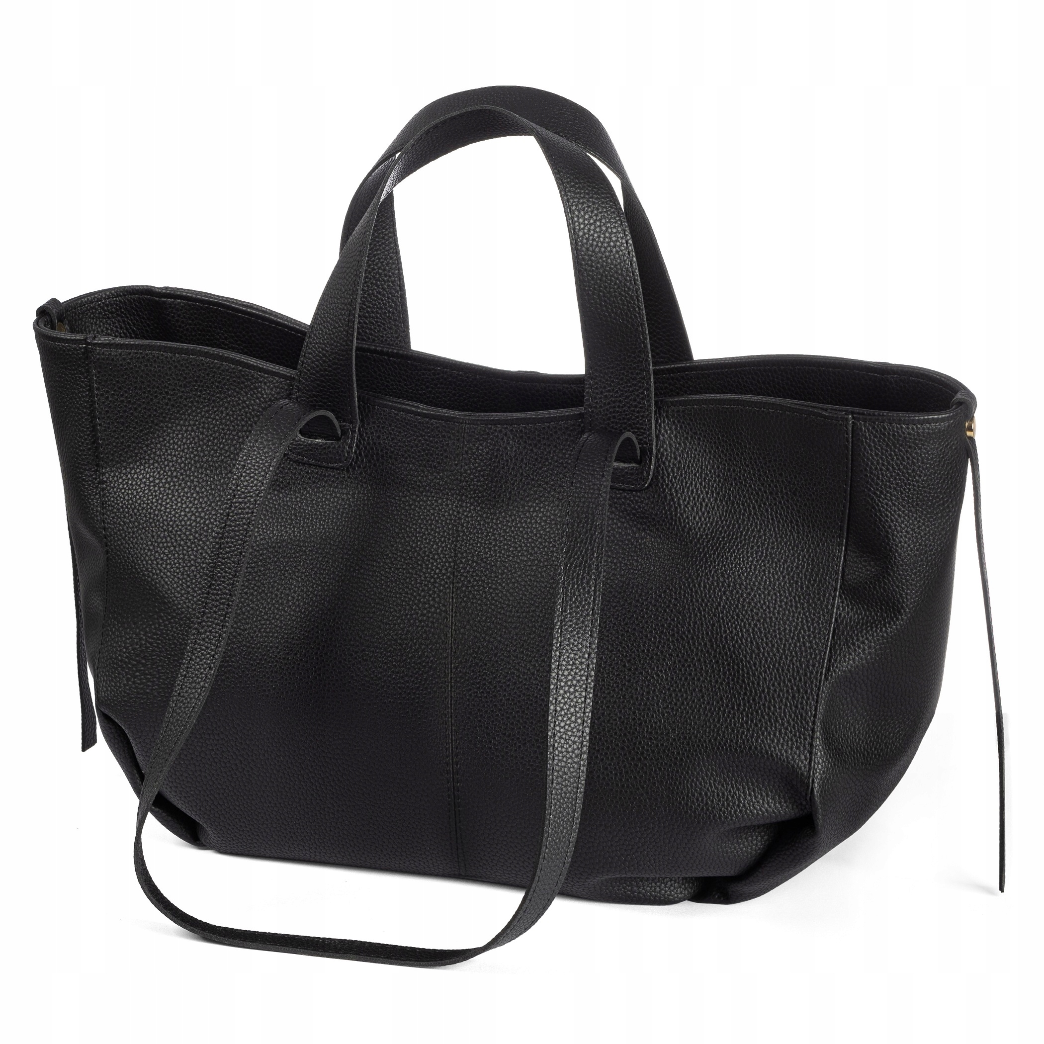 Polská Dámská Kabelka Shopper Bag Černá Velká Městská Taška Přes Rameno Taška