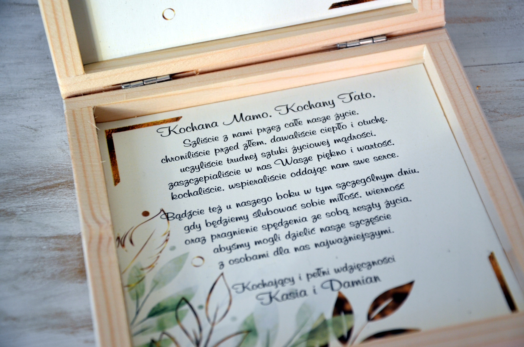 zaproszenia ślubne dla rodziców pudełeczko zdjęcie Wykończenie papieru matowe