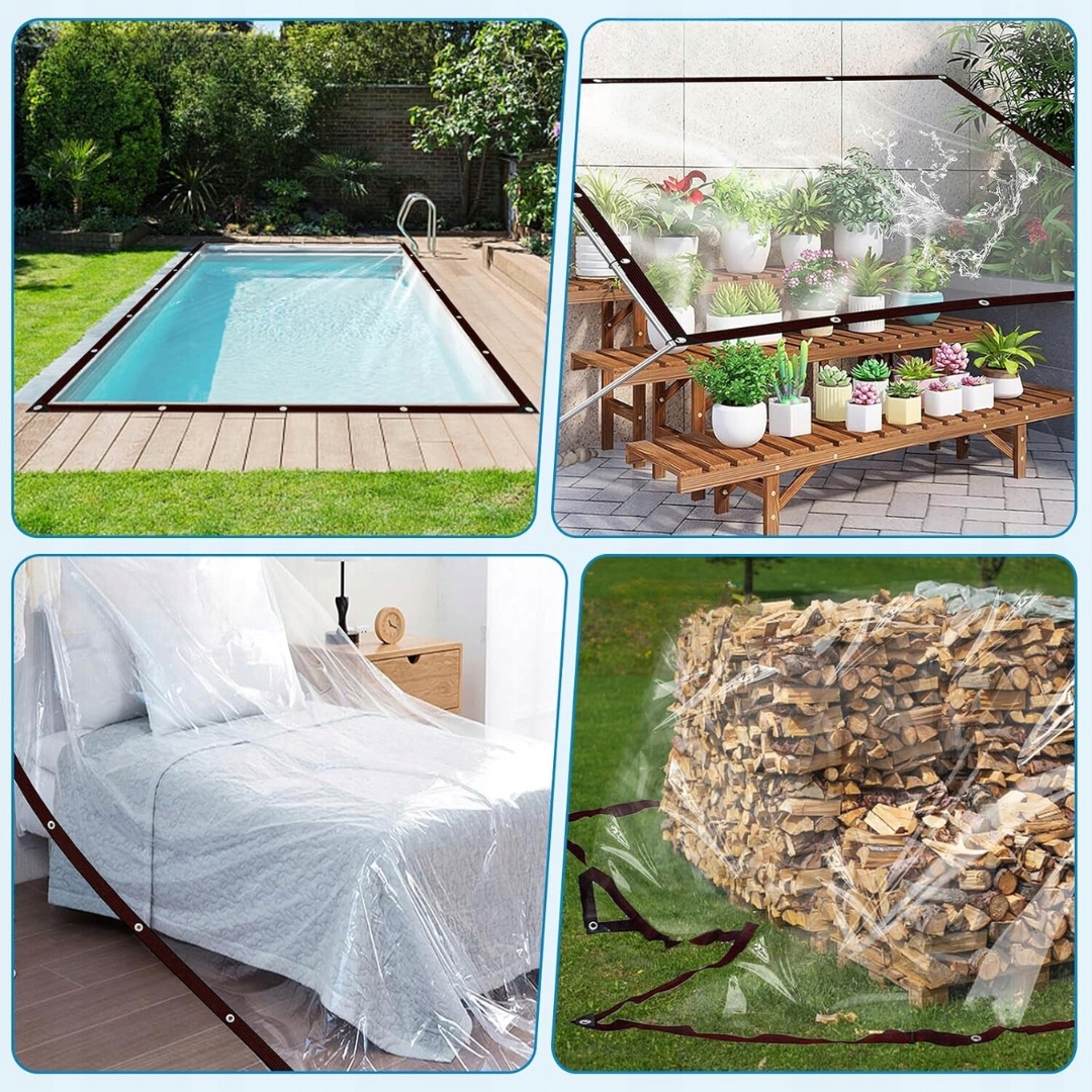 PLANDEKA PRZEZROCZYSTA OGRODOWA TARASOWA WODOODPORNA Z OCZKAMI ANTY-UV 2X3M Szerokość 3 m