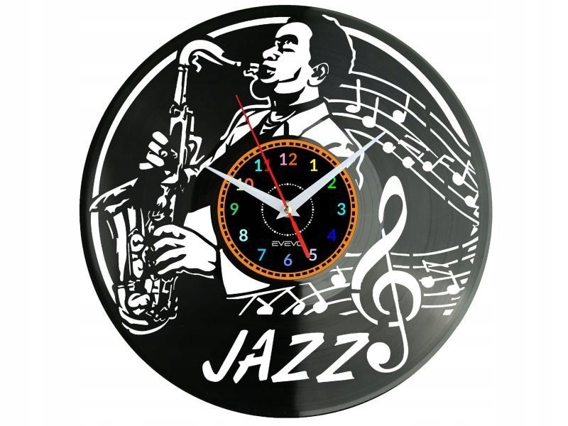 Jazzové nástěnné hodiny Vinylová deska Moderní dekorativní Dárek k narozeninám