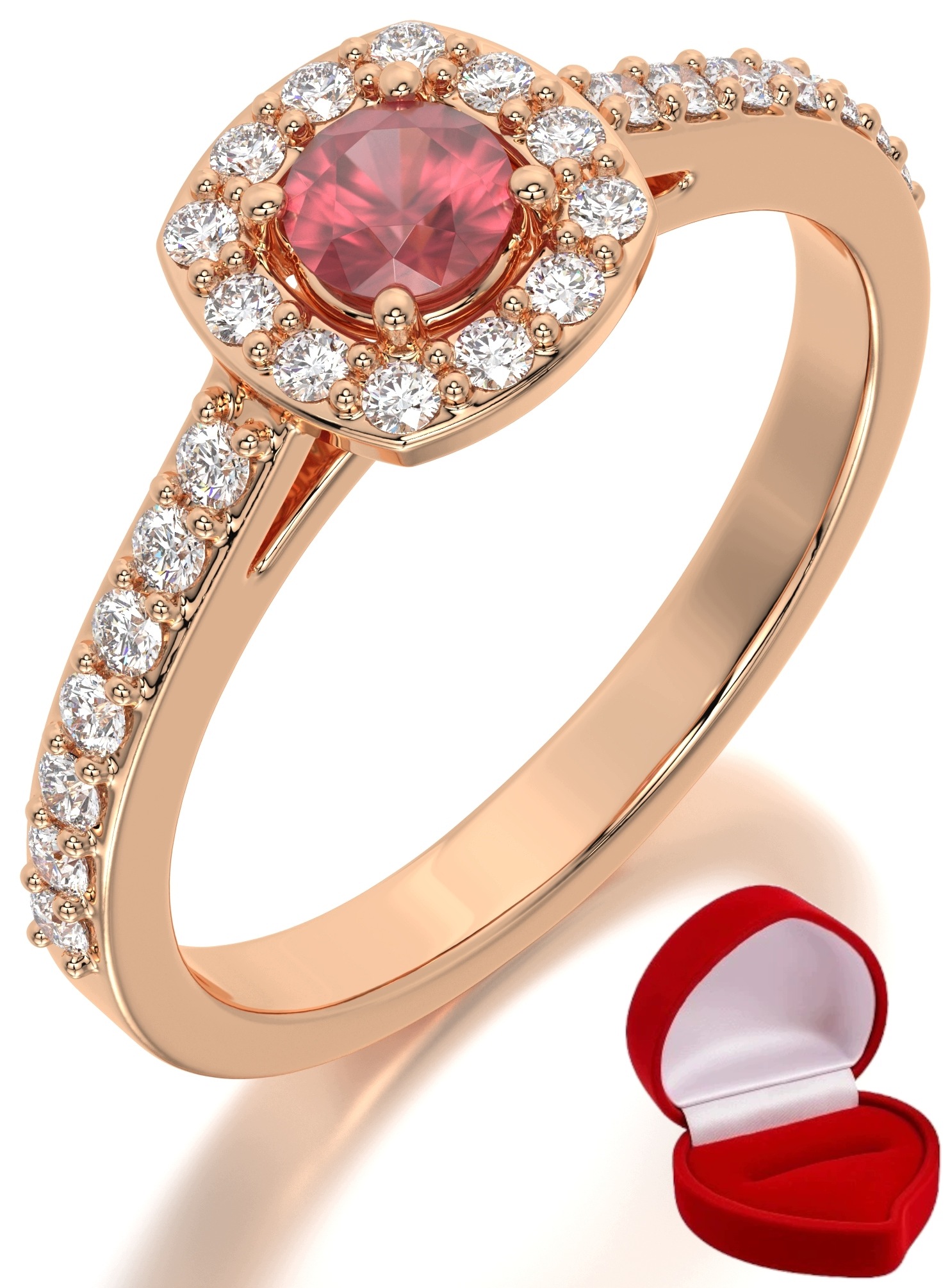 Zlatý Prstýnek 585 14k Rubín 0,19 ct Růžové Zlato R7