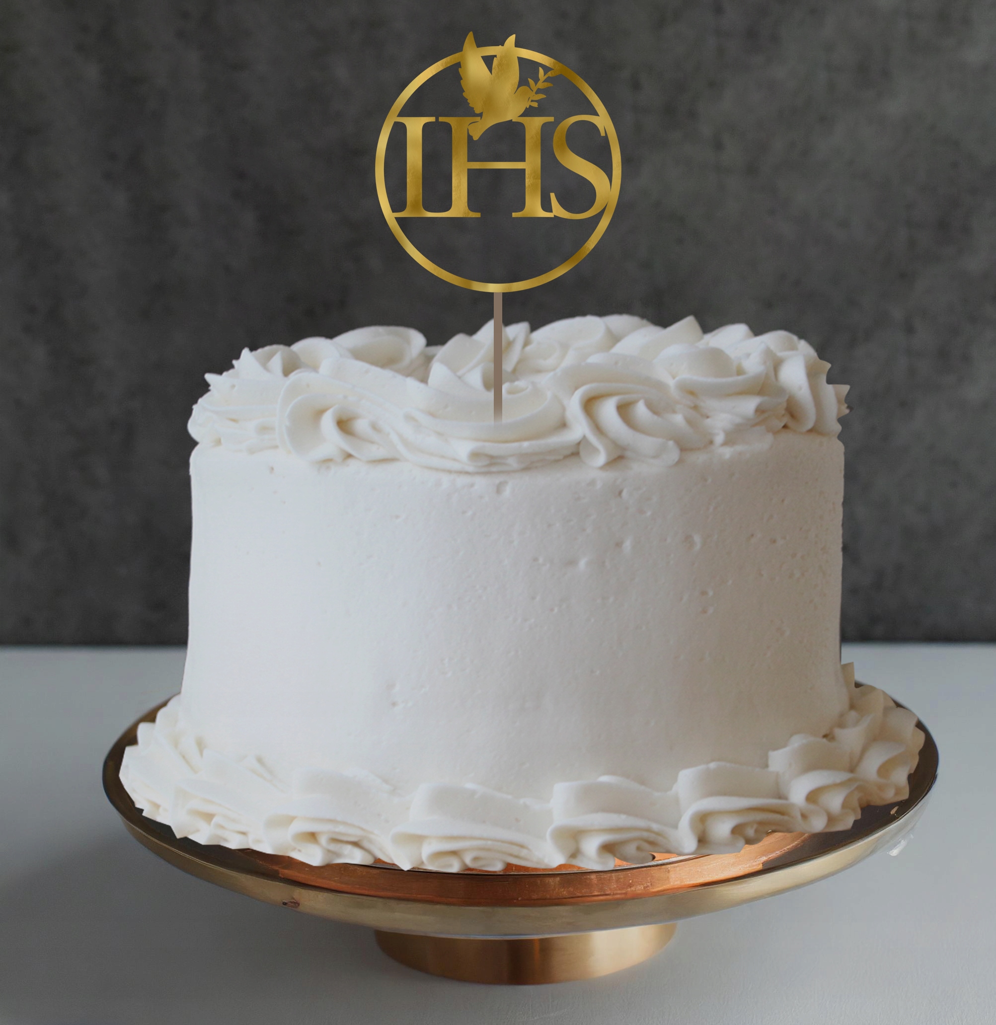 Topper toper na tort IHS złoty Stan opakowania oryginalne