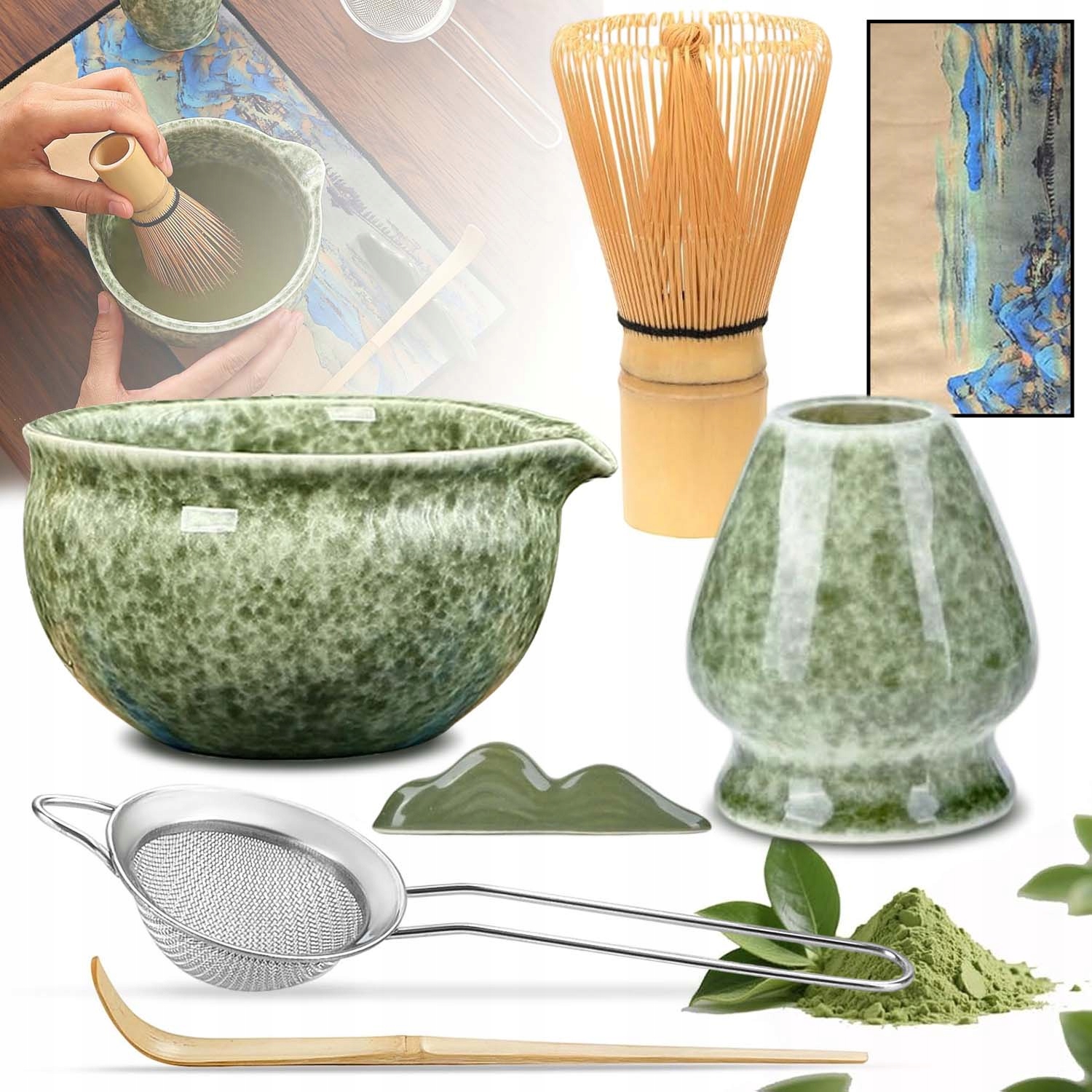 Zestaw Prezentowy Do Herbaty Matcha Zestaw Mioteł Matcha 7CZĘŚCIOWY