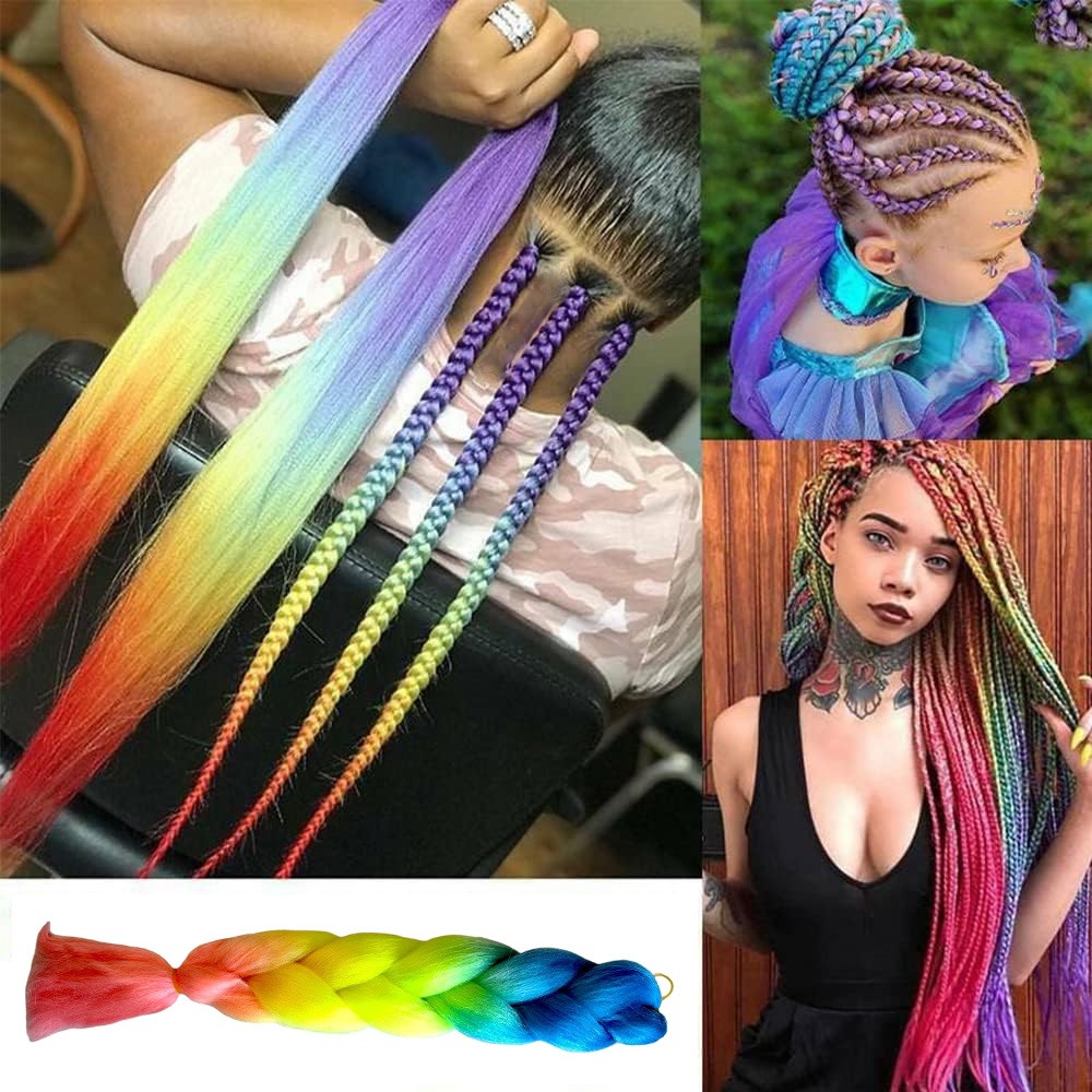 WŁOSY syntetyczne do Warkoczyków OMBRE KOLOROWE Typ włosów syntetyczne