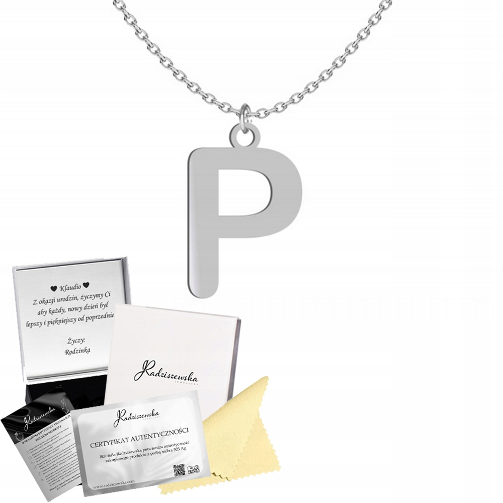 Stříbrný Náhrdelník S Písmenem P Iniciál Řetízek Narozeniny Žena Přání