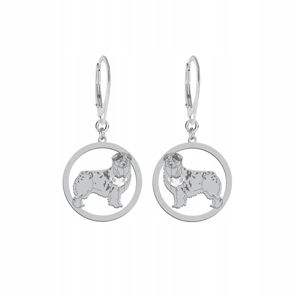 Stříbrné Náušnice s australským ovčákem 925 Dárek pro ženu Gravírování