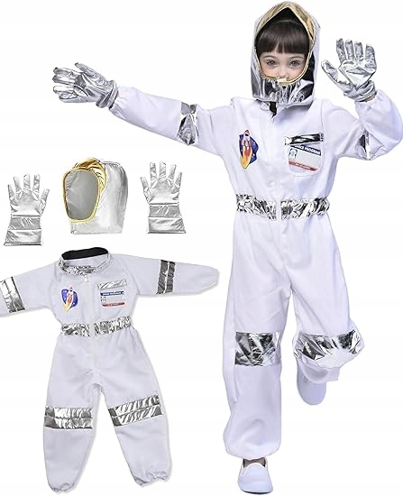 Astronauta Kostium Astronauty Strój Biało Srebrny 7-9 lat 122-134 cm