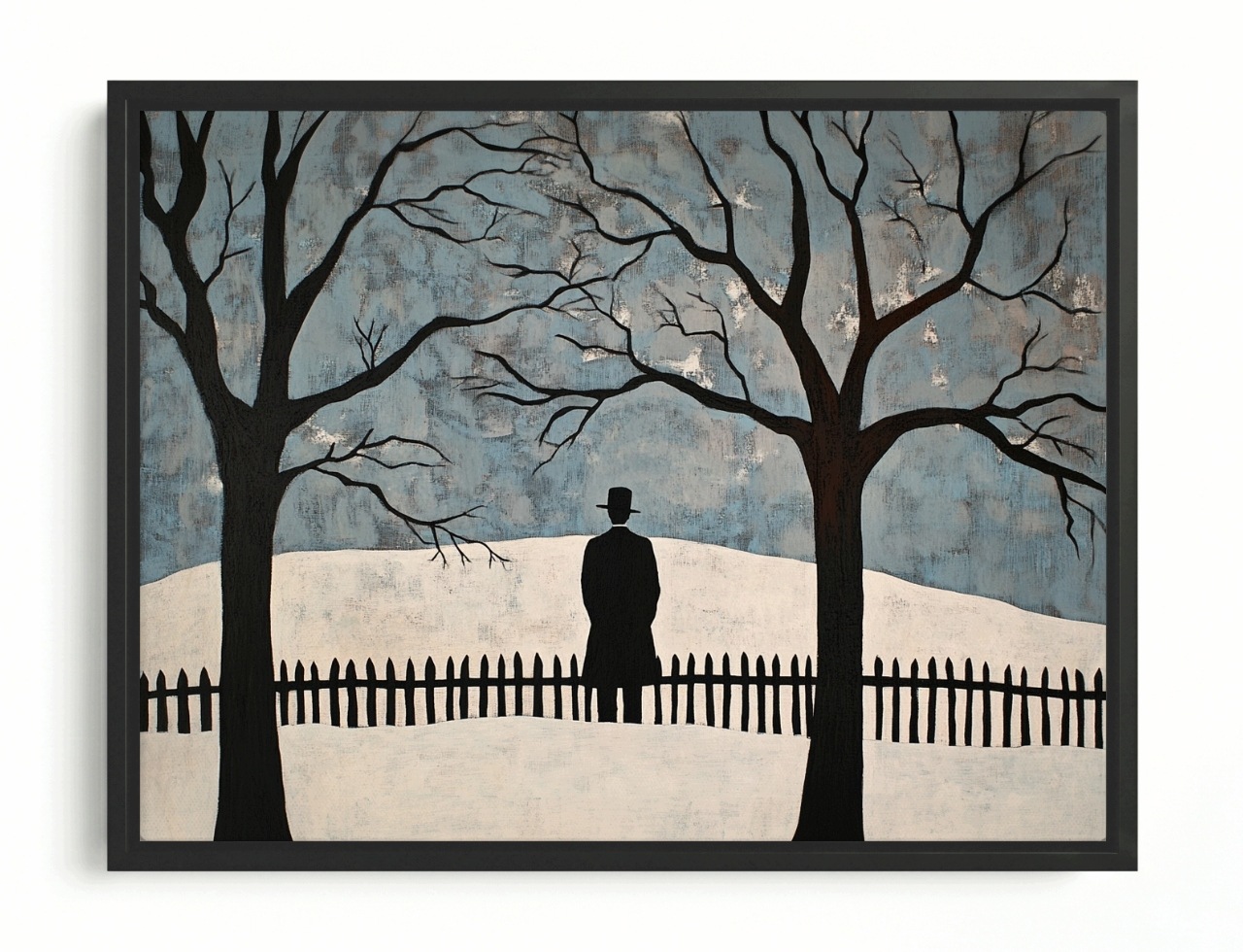 Obraz Rám American Box Zima Sneh Mráz Stromu Muž Melancholia 80x60