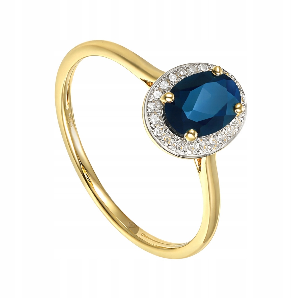 Prstýnek Au 585 Topaz London Blue a diamanty 0,07 ct velikost 15