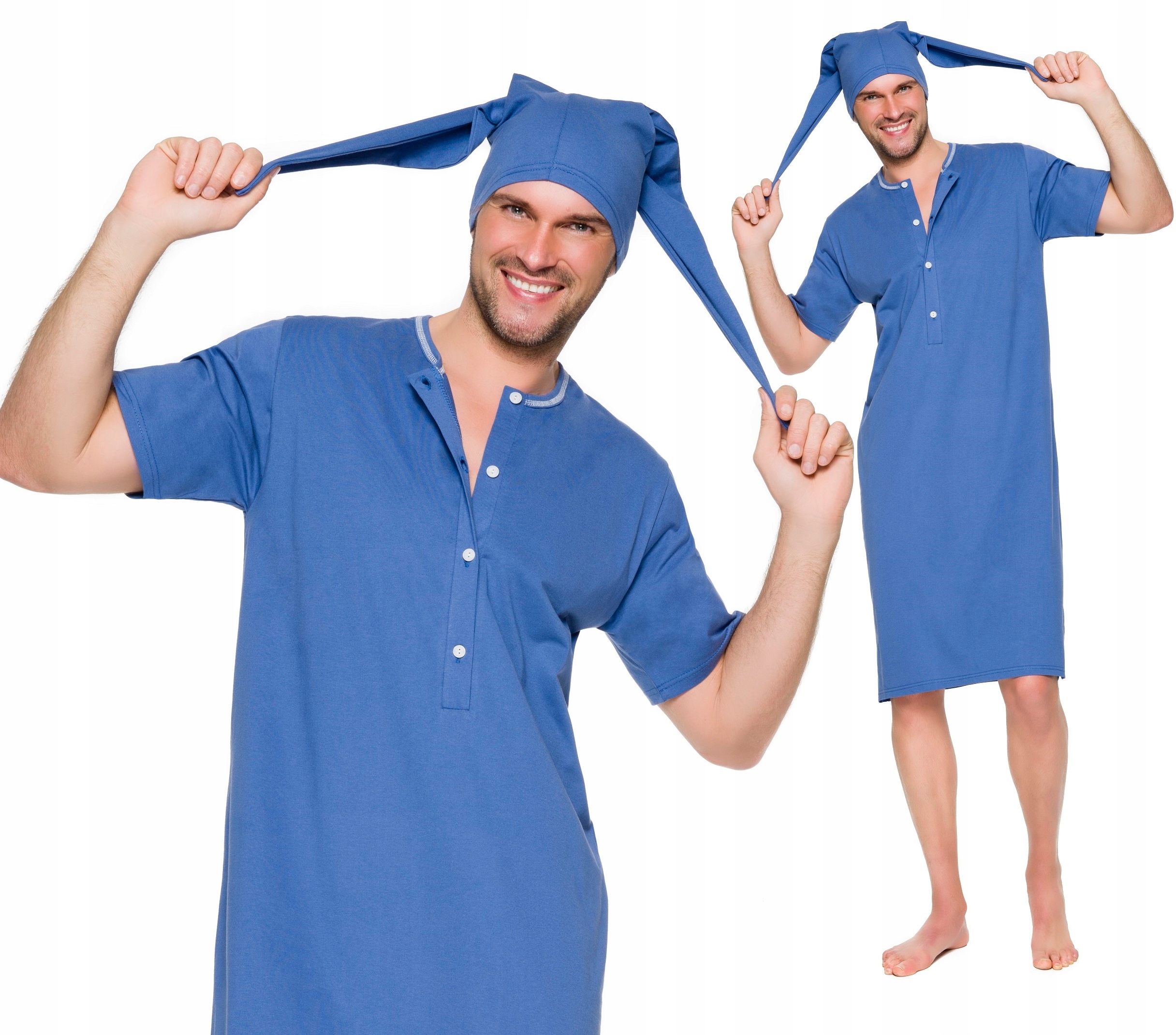 Taro ROZPINANA MĘSKA KOSZULA NOCNA + SZLAFMYCA 5XL