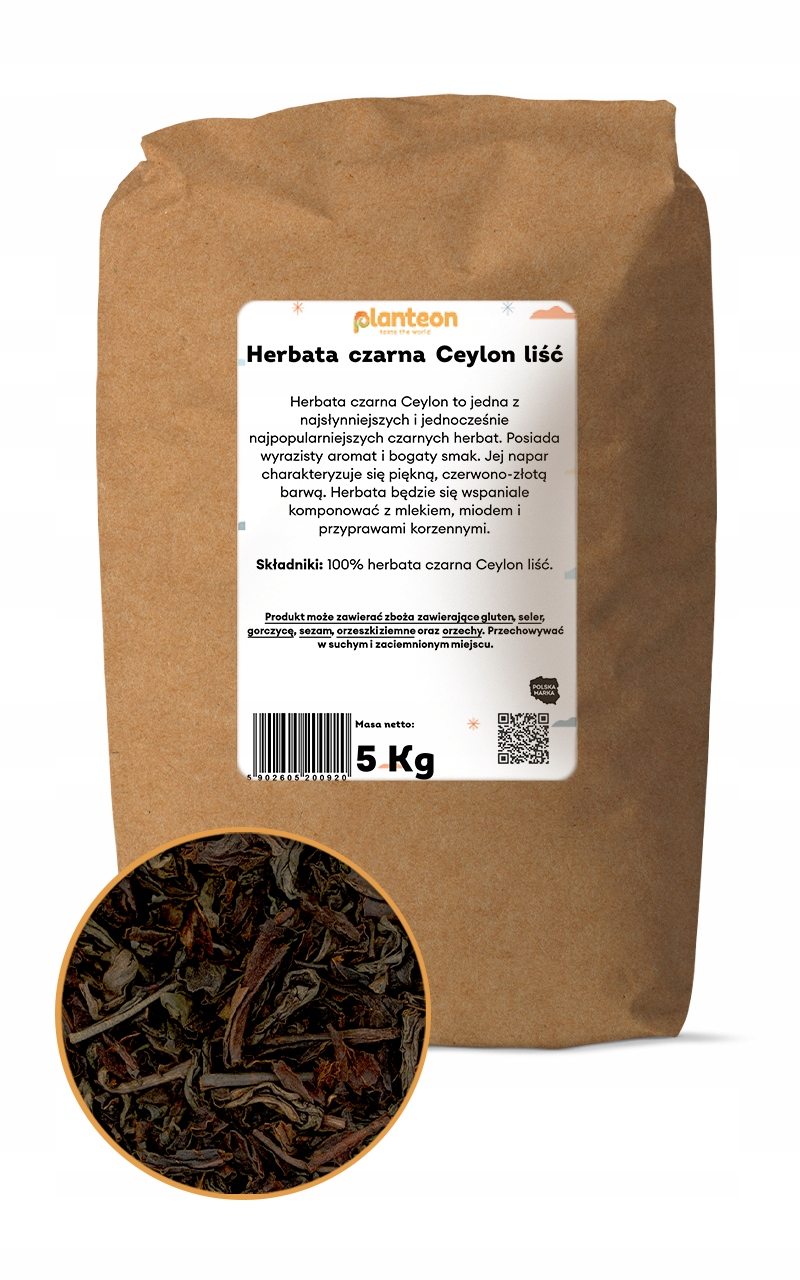 Herbata czarna Ceylon liść 5kg cejlon herbata liściasta czarna klasyczna