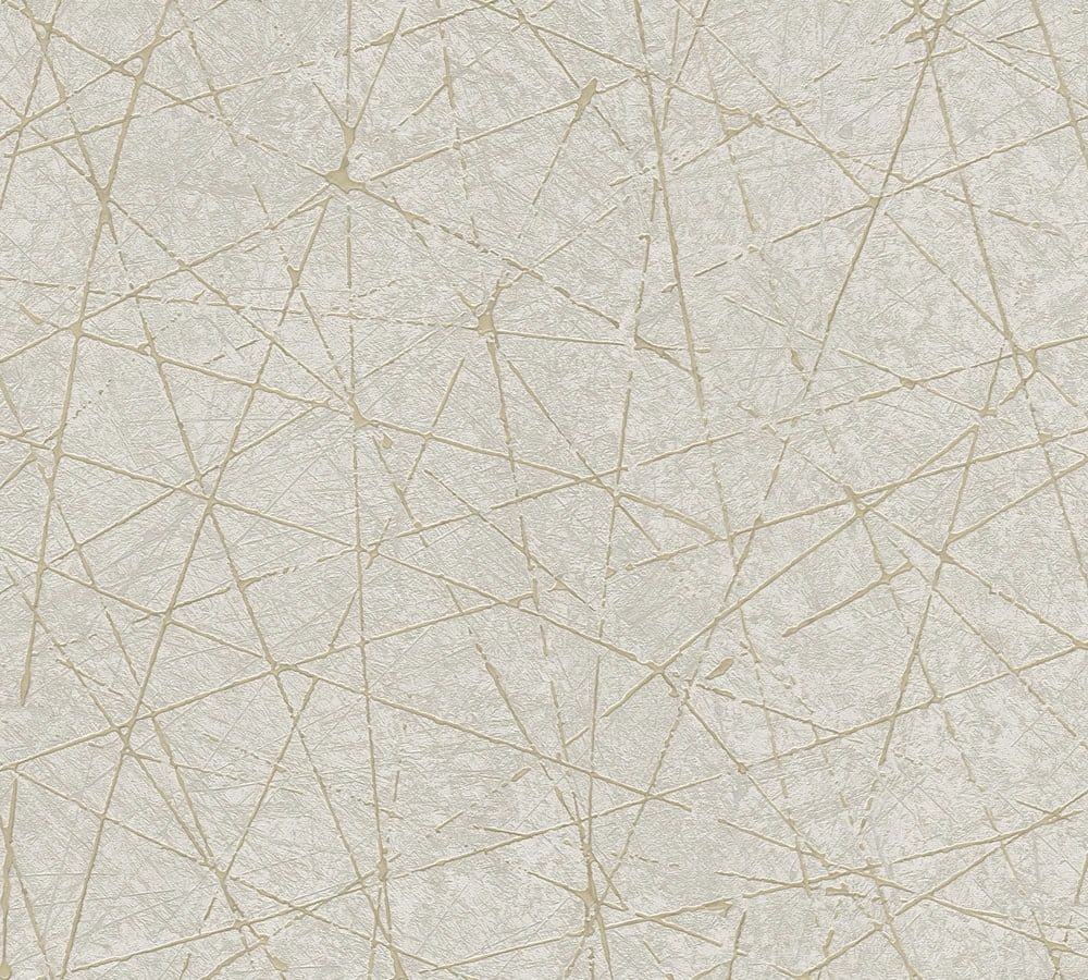 Béžová tapeta se zlatým geometrickým vzorem