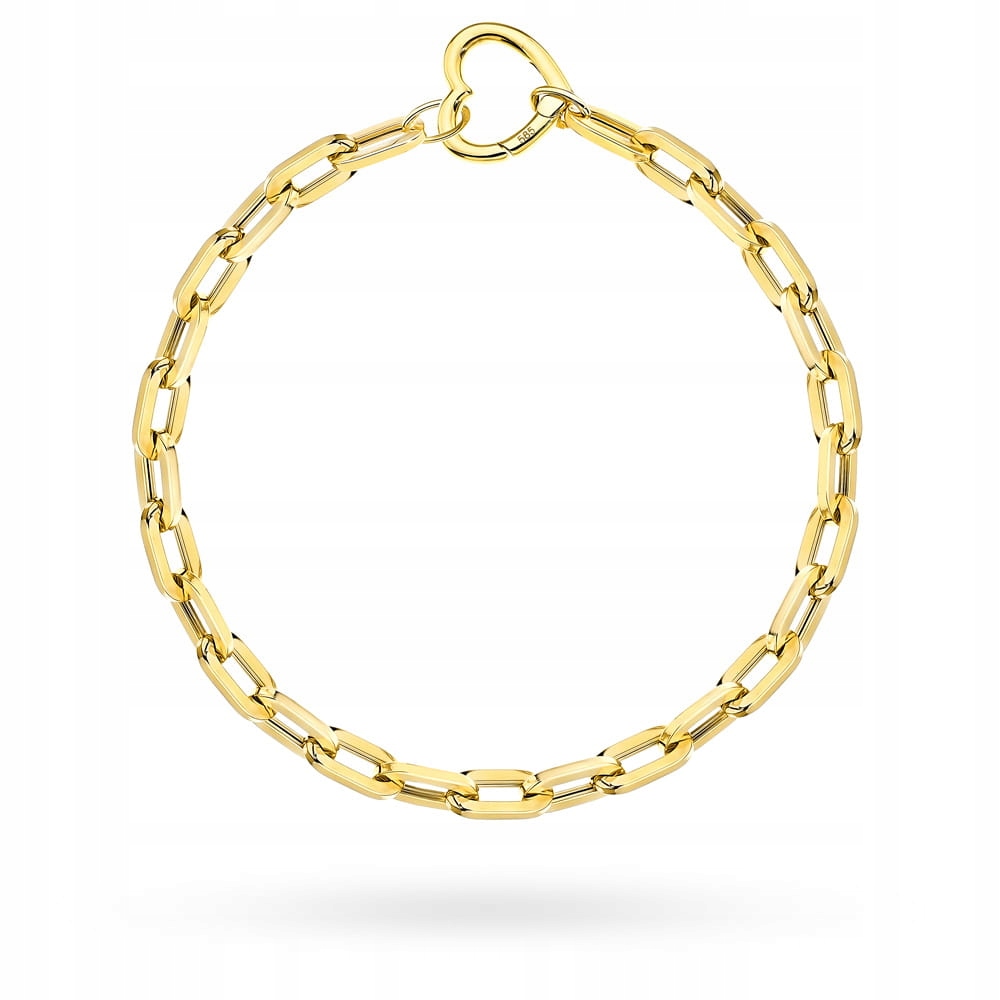 Zlatý náramek 585 Široké články se srdcem 19,5 cm jako dárek 6.27 g