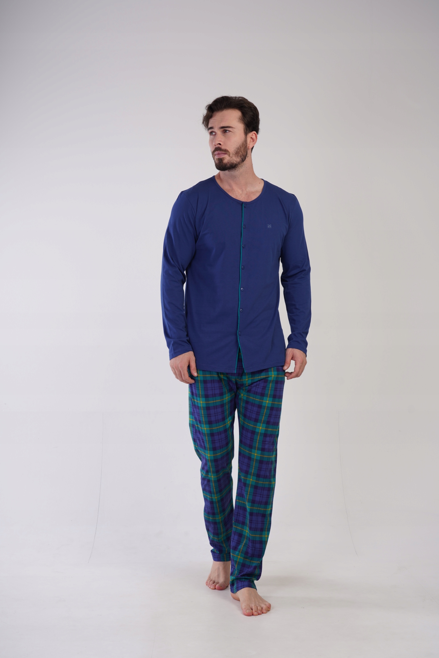 Piżama Męska bawełniana z długim rękawem Vienetta XXL zapinana na guziki Rozmiar XXL