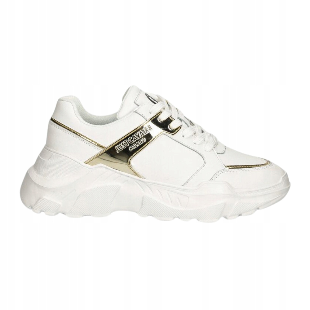 Just Cavalli Bílé tenisky se zlatým logem Fondo Casper 40
