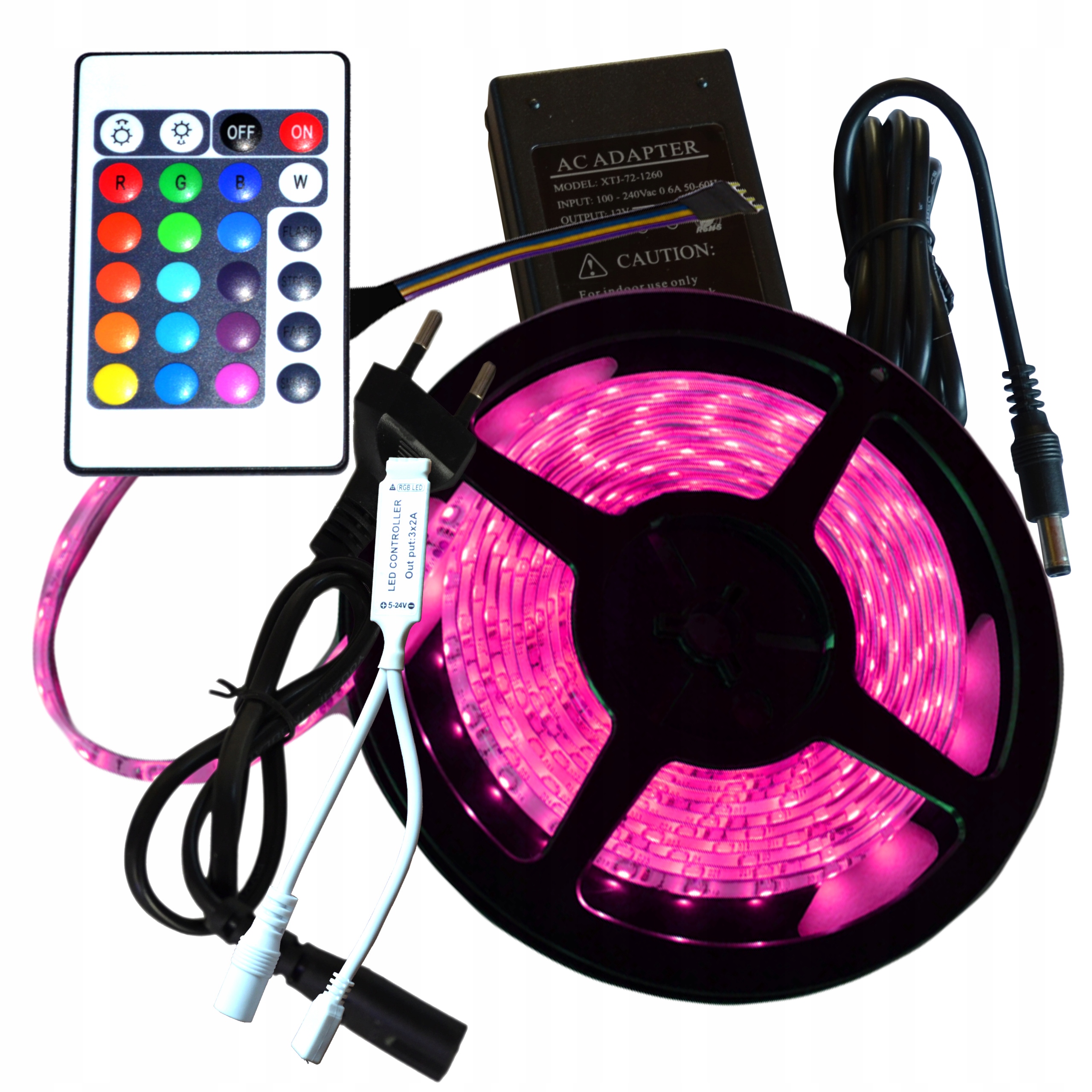 

Zestaw Taśma Led 5050 Rgb Biały Zas.+ Ster. 5M