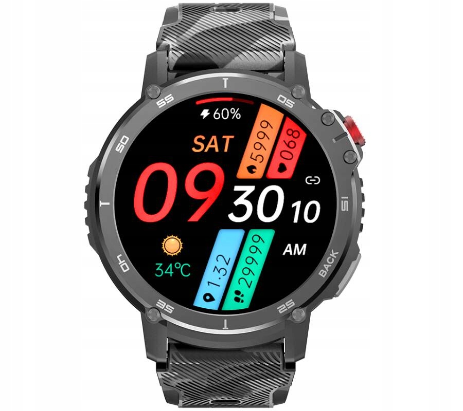 Smartwatch zegarek Rubicon męski RNCF08 czarny Bluetooth tryby sportowe Model inny