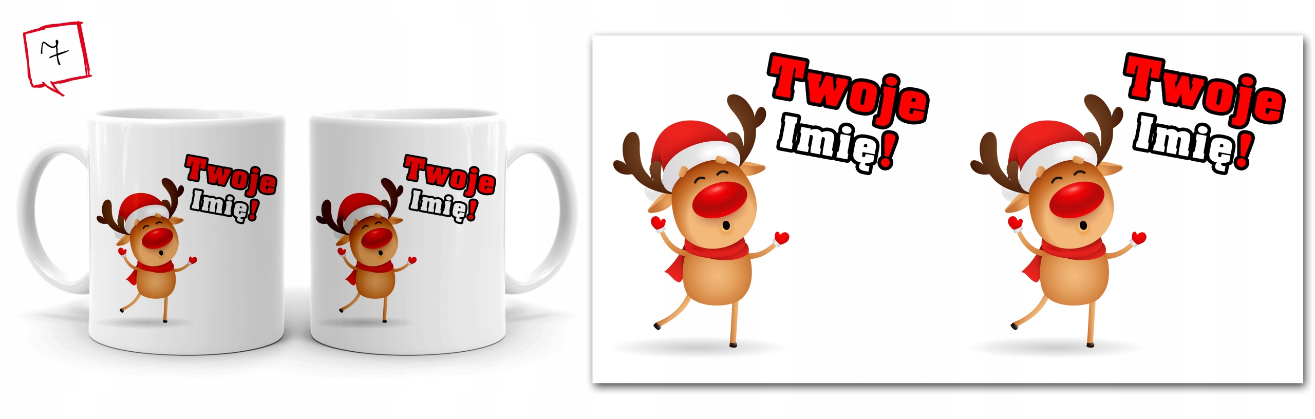 Kubek Świąteczny Prezent na Święta Mikołajki + IMIĘ Kod producenta UPOMINEK POD CHOINKĘ ŚWIĄTECZNE